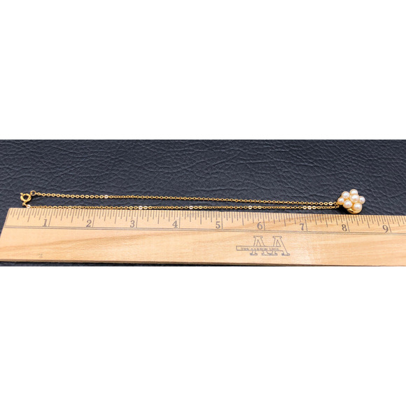 Vintage Necklace 16" Faux Pearl Cluster Pendant Richelieu Gold Tone Chain - Picture 8 of 9